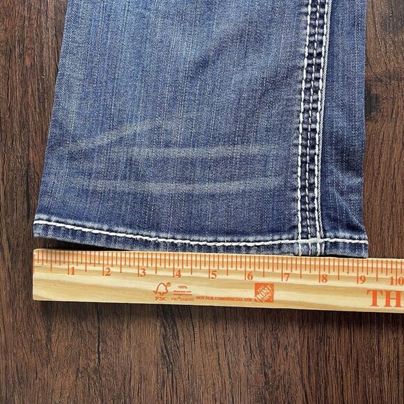 Rock Revival Easy Boot Cut Jeans Women 30 Blue Dark Wash Rhinestone Sequin - Picture 13 of 14